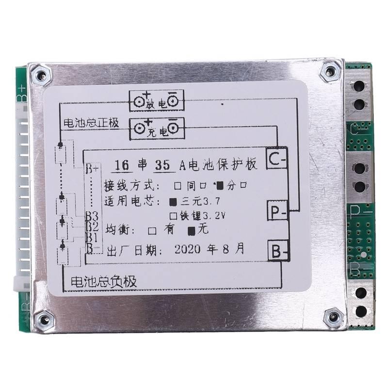 Li-Ion Lithium 18650 BMS Protection Board 16S 60V 35A